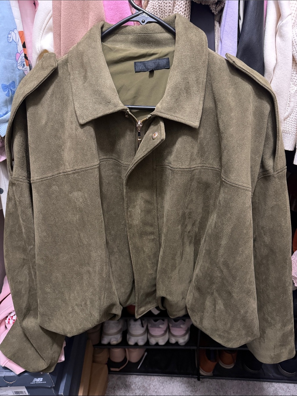Zara Olive Green Suede Utility Jacket